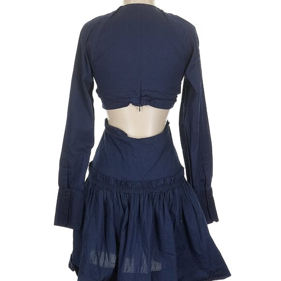 Jason Wu Navy Long Sleeve Plunge Cutout Dress, Size M - Picture 3 of 8